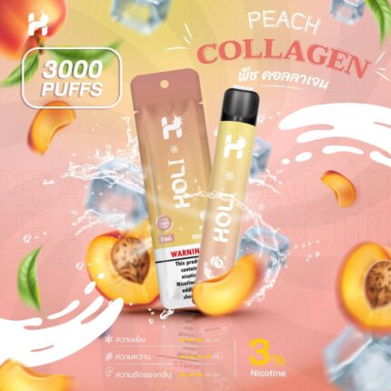 Holi 3000 Puffs กลิ่น รสชาติ Peach Collagen (พีช)