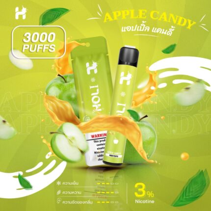 Holi 3000 Puffs กลิ่น รสชาติ Apple Candy (แอปเปิ้ล)