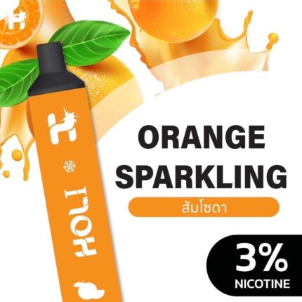 Holi 9000 Puffs กลิ่น รสชาติ ORANGE SPARKLING (สปาร์คลิ่งส้ม)
